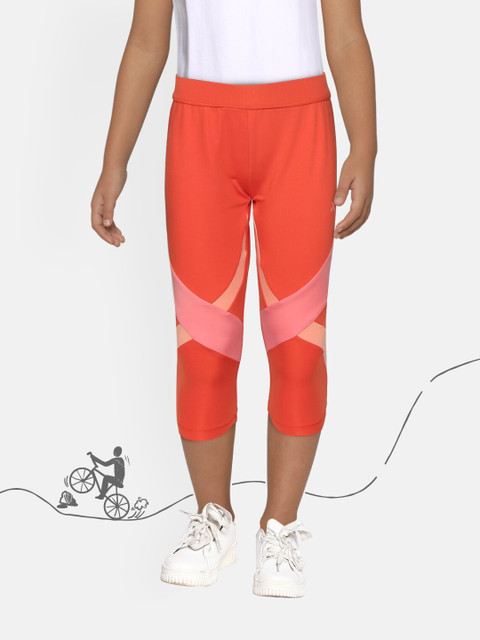 

HRX By Hrithik Roshan U-17 Girls Fiesta Colourblock Regular Fit Lycra Rapid-Dry Antimicrobial Active Tights, Coral