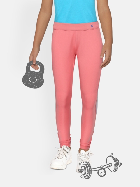 

HRX By Hrithik Roshan U-17 Girls Lavender Colourblock Regular Fit Lycra Rapid-Dry Antimicrobial Active Tights, Pink