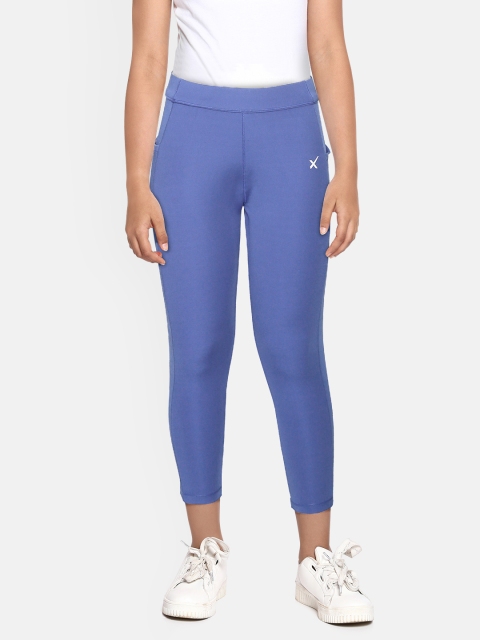 

HRX By Hrithik Roshan U-17 Girls Strong Blue Solid Regular Fit Lycra Rapid-Dry Antimicrobial Active Tights