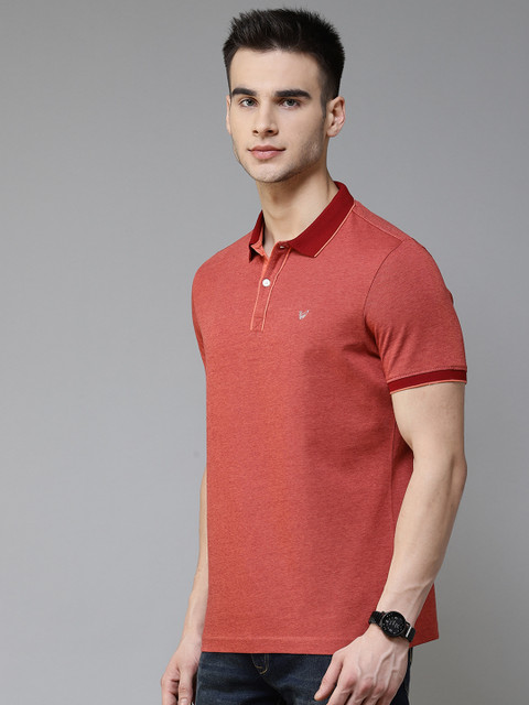 

Blackberrys Men Rust Red Cotton Solid Polo Collar T-shirt