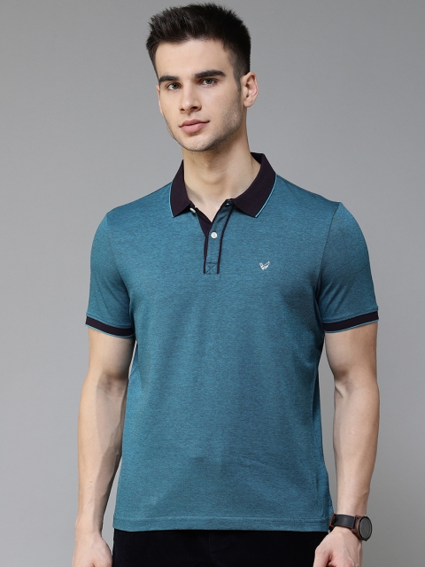 

Blackberrys Men Teal Blue Cotton Solid Polo Collar T-shirt