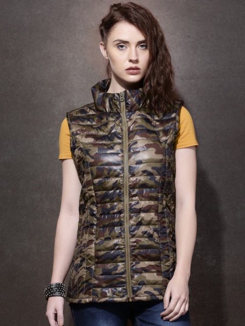 

Roadster Olive Green & Black Camouflage Convertible Puffer Jacket