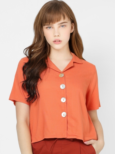 

ONLY Women Orange Regular Fit Solid Casual Shirt