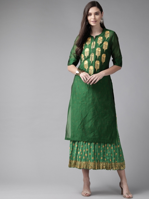 

Juniper Women Green Printed Maxi Dress