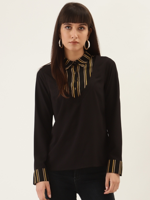 

QUIERO Women Black Solid Shirt Style Top