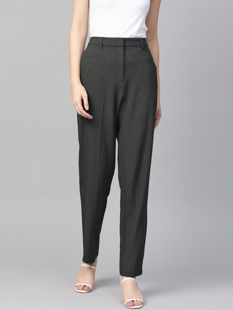 

Marks & Spencer Women Charcoal Grey Straight Fit Formal Trousers
