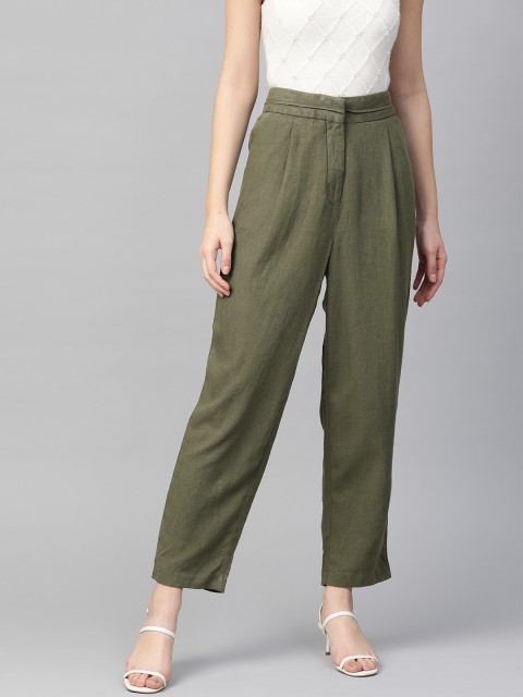 

Marks & Spencer Women Olive Green Trousers