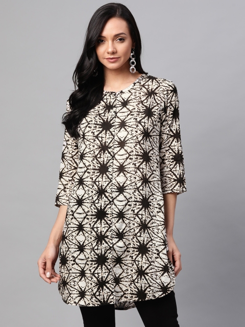 

ADA Women Off-White & Black Printed Straight Kurti