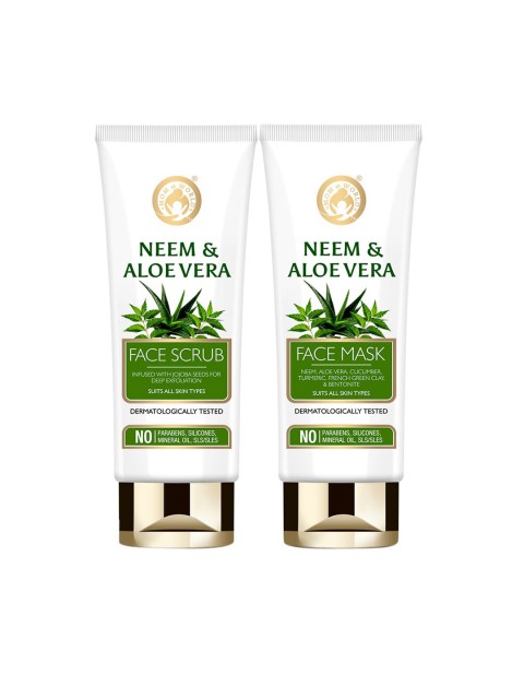 

Mom & World Women Neem & Aloe Vera Face Scrub, Face Mask Combo 200 gm, Green