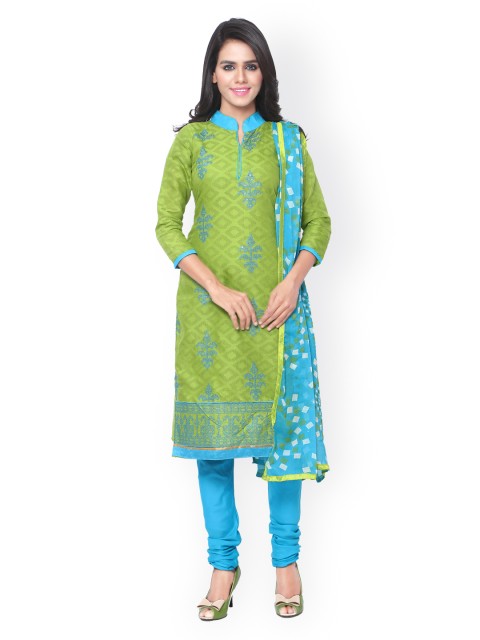 

Saree mall Green & Blue Embroidered Unstitched Dress Material