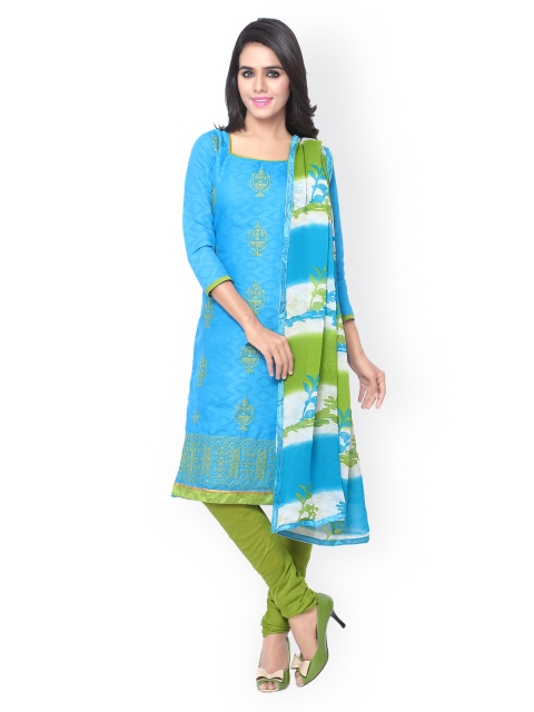 

Saree mall Blue & Green Embroidered Unstitched Dress Material