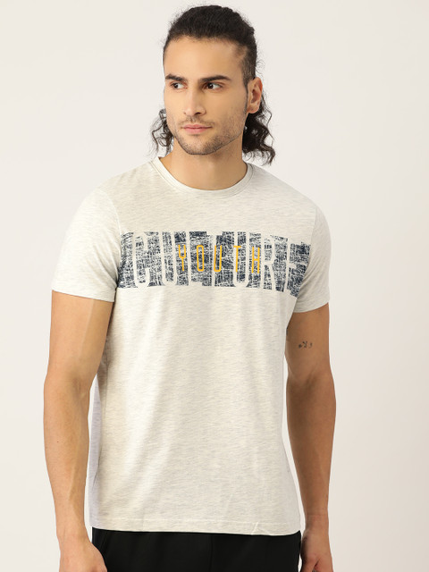 

Sweet Dreams Men Grey Melange & Navy Blue Typography Print Pure Cotton Lounge T-shirt