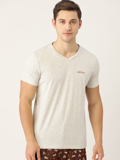 

Sweet Dreams Men White Melange Solid Lounge T-shirt