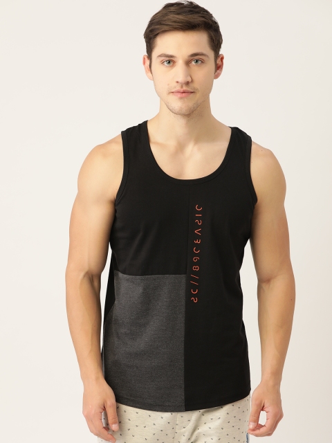 

Sweet Dreams Men Black & Charcoal Grey Colourblocked Lounge T-shirt