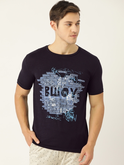 

Sweet Dreams Navy Blue Printed Lounge T-shirt