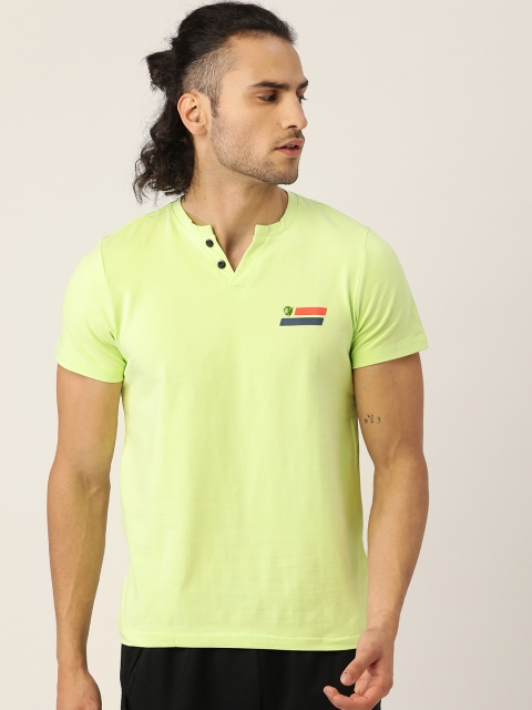 

Sweet Dreams Men Green Solid Henley Neck Lounge T-shirt