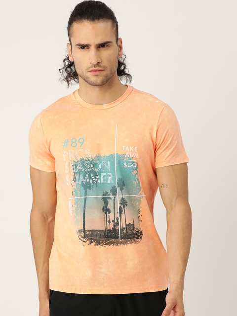 

Sweet Dreams Men Peach-Coloured & Blue Printed Lounge T-shirt