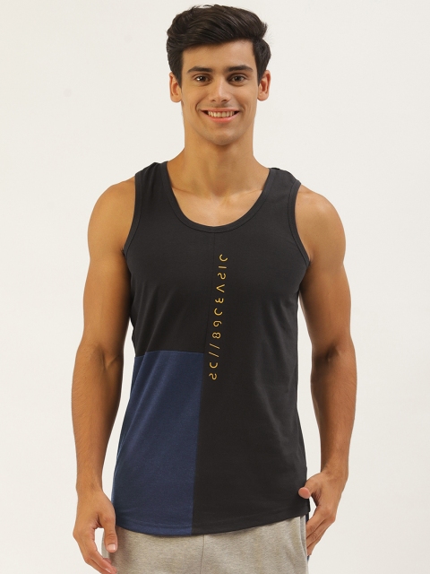 

Sweet Dreams Men Black & Navy Blue Colourblocked Round Neck Lounge T-shirt