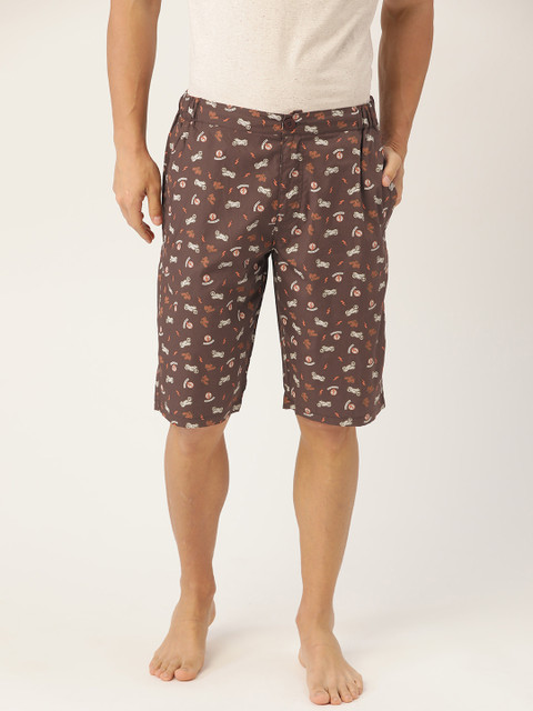 

Sweet Dreams Men Brown & White Flash & Typography Print Pure Cotton Lounge Shorts