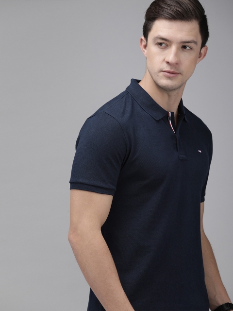 

Arrow Sport Men Navy Blue Solid Polo Collar T-shirt