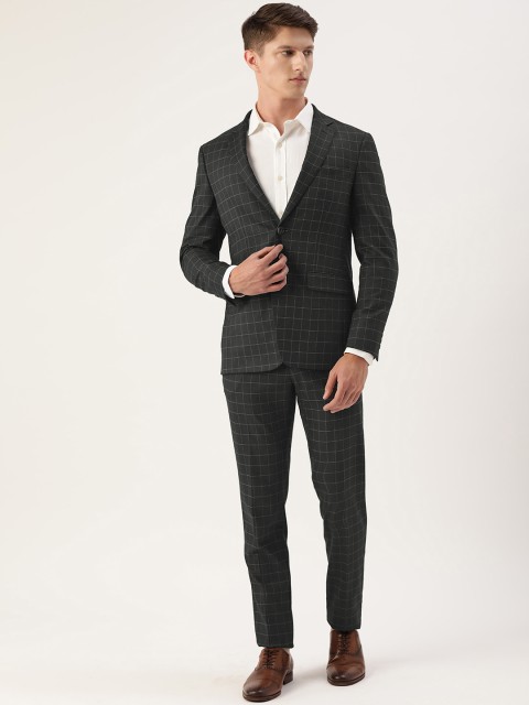 

Peter England Black and White Neo Slim Fit Checked Single Breasted Formal Suit
