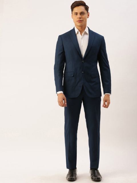 

Peter England Men Navy Blue Self-Design Single-Breasted Neo Slim Fit Formal Suit
