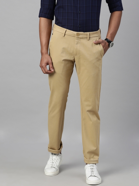 

Allen Solly Men Beige Smart Slim Fit Self Design Regular Trousers