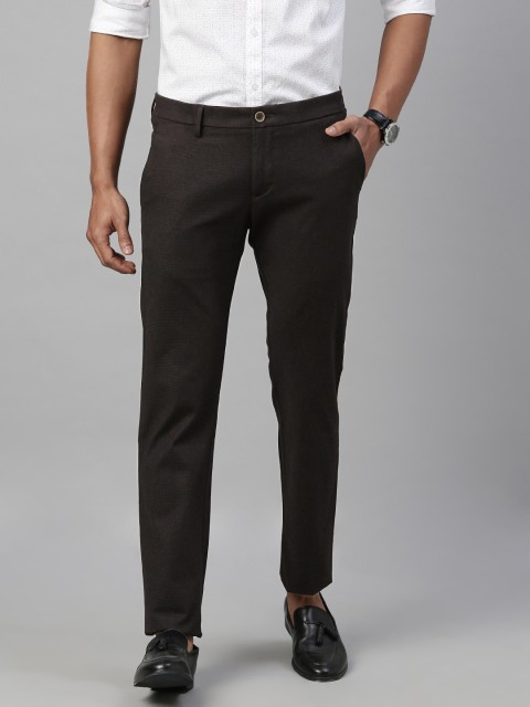 

Allen Solly Men Coffee Brown Smart Slim Fit Self Design Regular Trousers