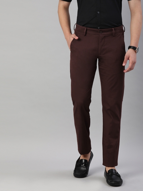 

Allen Solly Sport Men Maroon Smart Slim Fit Solid Regular Smart Casual Trousers