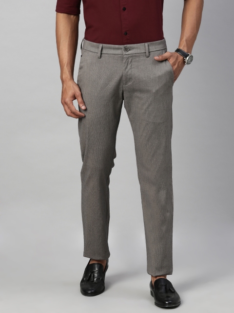 

Allen Solly Men Grey Smart Slim Fit Self Design Regular Trousers