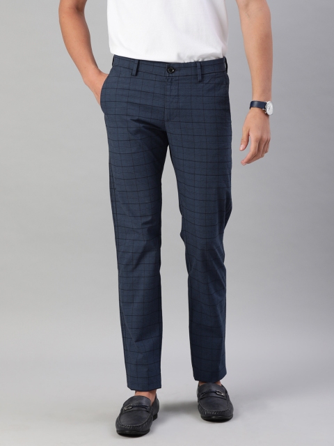 

Allen Solly Sport Men Navy Blue Smart Slim Fit Checked Regular Trousers