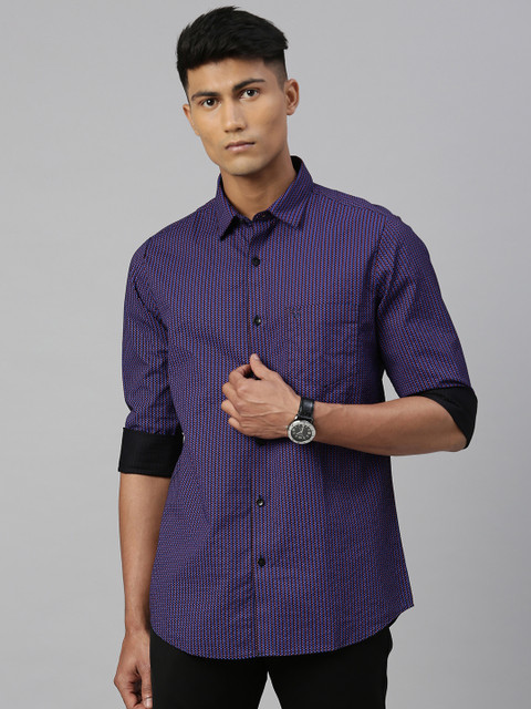 

Allen Solly Men Purple & Black Slim Fit Printed Casual Shirt