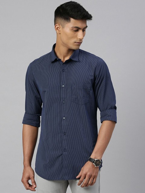 

Allen Solly Men Navy Blue & White Modern Fit Striped Casual Shirt