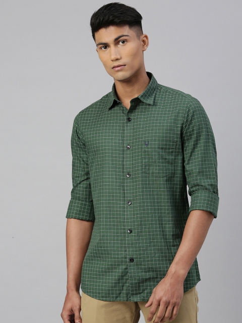 

Allen Solly Men Olive Green & White Modern Fit Checked Casual Shirt