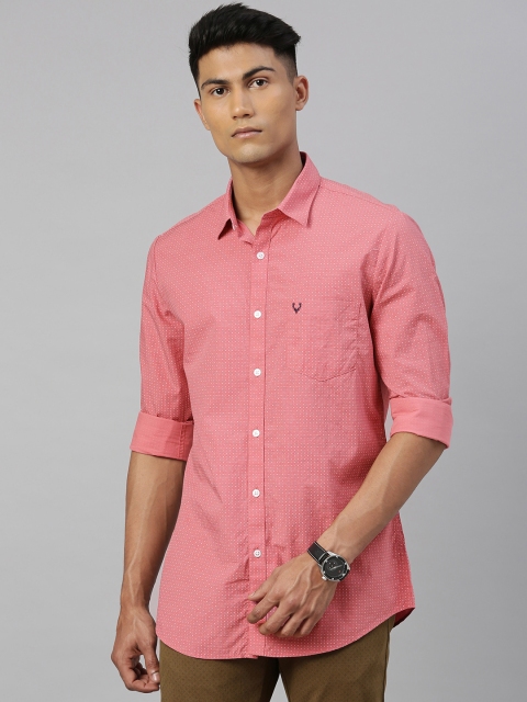 

Allen Solly Men Pink Slim Fit Printed Casual Shirt