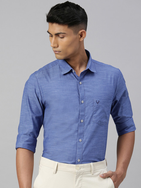 

Allen Solly Men Navy Blue Slim Fit Solid Casual Shirt