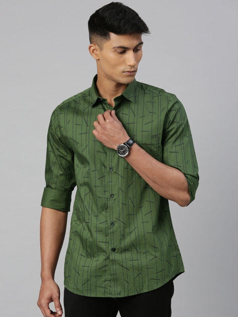

Allen Solly Men Olive Green Slim Fit Printed Casual Shirt