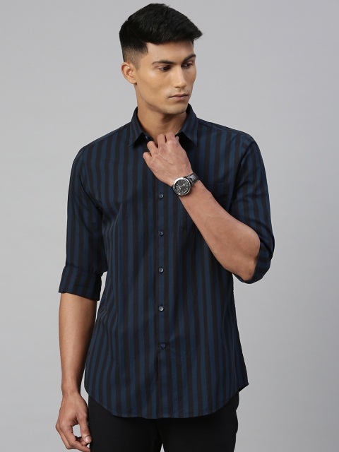 

Allen Solly Men Navy Blue & Black Modern Fit Striped Casual Shirt