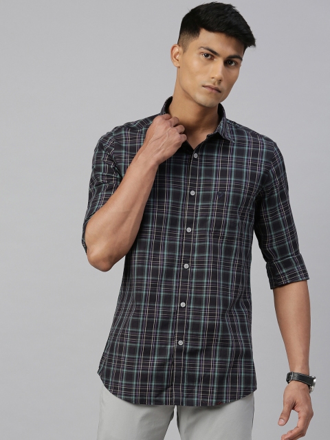 

Allen Solly Men Coffee Brown & Sea Green Modern Fit Checked Casual Shirt