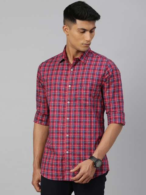 

Allen Solly Men Red & Blue Modern Fit Checked Casual Shirt