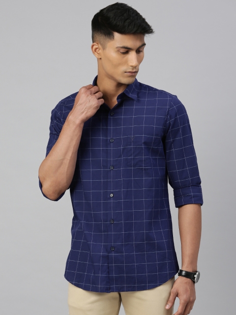 

Allen Solly Men Blue & White Modern Fit Checked Casual Shirt