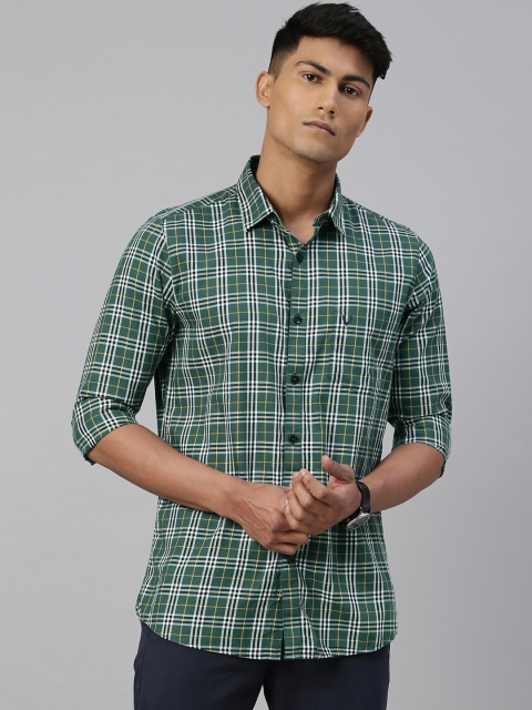 

Allen Solly Men Green & White Modern Fit Checked Casual Shirt