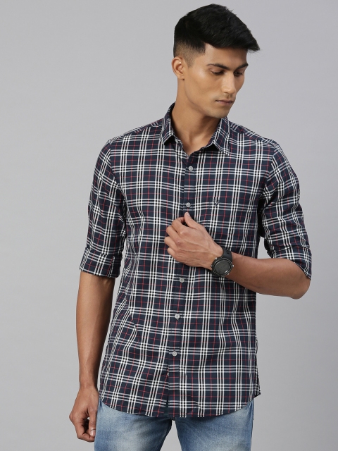 

Allen Solly Men Navy Blue & White Modern Fit Checked Casual Shirt