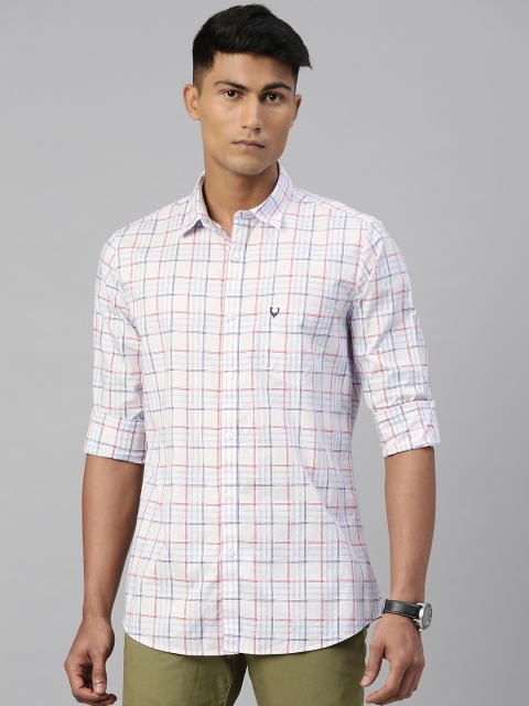 

Allen Solly Men White & Blue Slim Fit Checked Casual Shirt