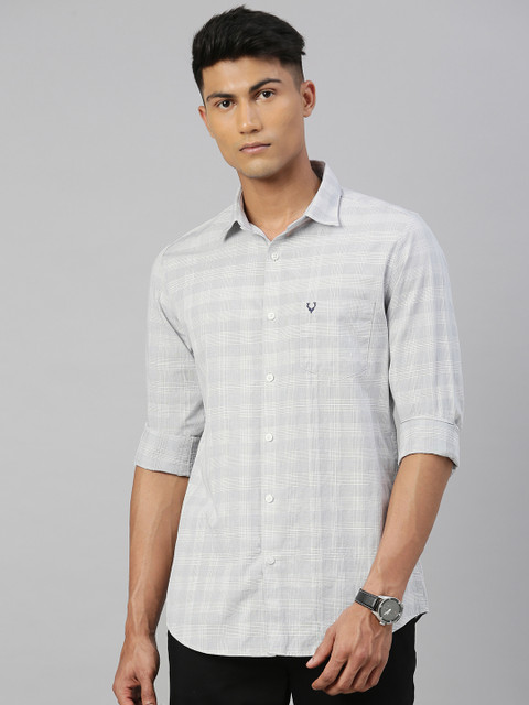 

Allen Solly Men Grey & White Modern Fit Checked Casual Shirt