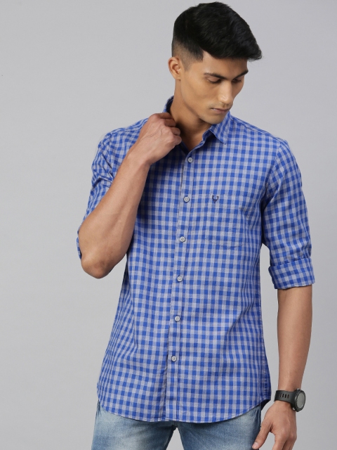 

Allen Solly Men Blue & Grey Modern Fit Gingham Checked Casual Shirt