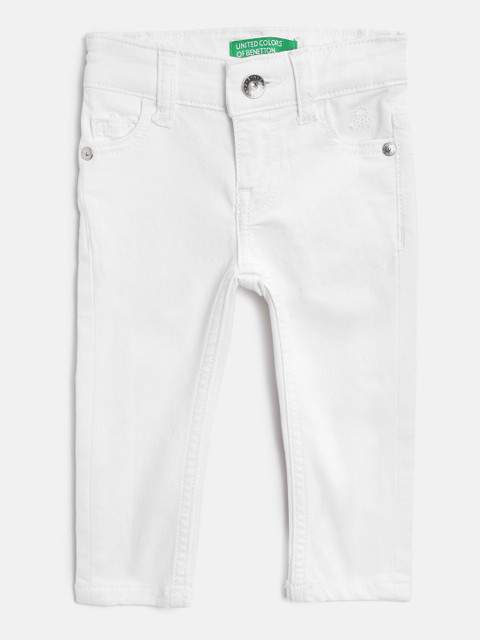 

United Colors of Benetton Girls White Light Washed Mid-Rise Clean Look Stretchable Jeans