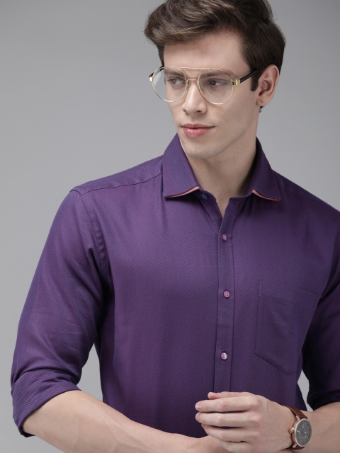 

Park Avenue Men Violet Slim Fit Self Design Pure Cotton Formal Shirt