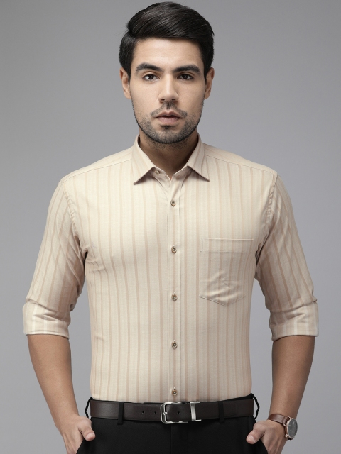 

Park Avenue Men Khaki Slim Fit Striped Formal Shirt