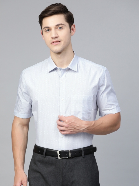 

Park Avenue Men Blue & White Regular Fit Pure Cotton Self Design Formal Shirt